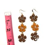 Orange and brown flower triple tier drop earrings Photo 5