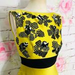 Lela rose yellow wool silk blend sleeveless beaded top party dress Size 2 Photo 2