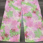 Lilly Pulitzer Mid Rise Wide Leg Pants Pink Green Size Small Photo 2