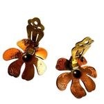 copper gems by Coppercraft Guild copper Flower Floral vintage clip on earrings Photo 5