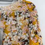 Solitaire by ravi khosla boho floral embroidered top size L Large NWT mustard Photo 1
