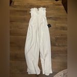 Lulus Rare Allure White 3D Floral Applique Strapless Wide-Leg Jumpsuit Photo 3