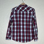 J.Crew  Women's Red Tartan Plaid Button Top with Ruffled Collar Size Small NWT Photo 2