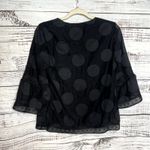 Chico's  Belle Sleeve Tunic Blouse Black Polka Dots Textured Lace Sm Photo 2