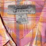 Wrangler  Blues Plaid Western Shirt Medium Pink Orange Short Sleeve‎ Button Up Photo 2
