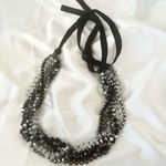 Multi strand crystal beaded tie back necklace Black Photo 3