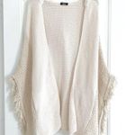 Raffe Hooded Crochet Knit Cardigan Cotton Blend Poncho Beige One Size NEW Photo 10