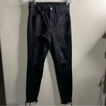 American Eagle  Black The Dream Curvy Super Hi Rise Distressed Denim Jeans Photo 1