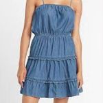 EXPRESS Denim Square Neck Tiered Mini Dress size M petite Photo 1