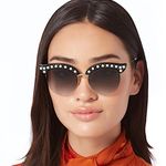 Gucci Pearl/ Gold Studded Cat Eye Sunglasses in Black-Gray, GG0212S, BRAND NEW Photo 3