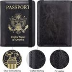 None Passport Holder for Travel, RFID Passport Cover Wallet for Women Men - Black Photo 2
