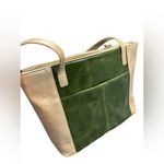Aurielle Leather Silver & Green Purse Bag Tote‎ Photo 2