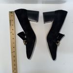 Vis Spiga Women’s Black Suede Block Heel Loafers Size 7 Chain Detail Slip On Photo 10