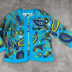 Tantrums Floral Paisley Print Open Front Cardigan Jacket Bohemian Size L Blue Size L Photo 0