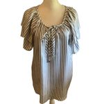 Adrienne Vittadini  White Grey & Silver Striped Blouse BRAND NEW W/Tags Photo 4