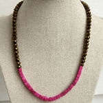 Vintage Y2K Womens Pink & Copper Tone Beaded Princess Choker Necklace 90s Beachy Photo 0