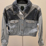Wild Fable ​ S Patchwork Denim Jacket Cropped Two-Tone Light Dark Wash Y2K Photo 0
