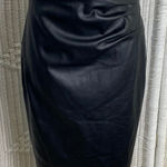 Pomander Place Tuckernuck‎ Faux Leather Pencil Skirt Black Midi Ruched Front NWT Size M Photo 0