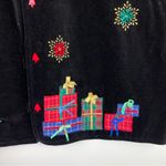 Dress Barn Black Christmas Vest Sz XL Felt Embellished Holiday Tree Bells Photo 8
