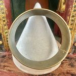 Vintage Brass Turquoise & Red Inlay Mosaic Bangle Bracelet Photo 5