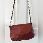 Margot New York Brown Leather Crossbody Bag Brass Chain Card Slots Photo 3