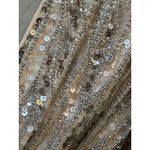 Mac Duggal  Silver Beaded Lace Long Sleeve Midi Dress Size 8 5574 V Neck Sequin Photo 7