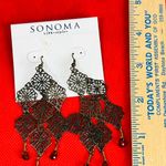 Sonoma New, Black Beaded Statement Dangle Pierced Earrings Photo 2