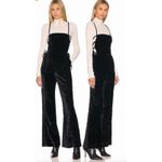 Free People  90s Forever Overalls Crushed Velvet Black size M Photo 2