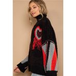 POL Turtleneck Color Block Fringe Detail Sweater Photo 2