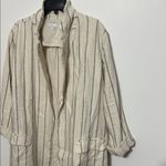 J.Jill Linen Blend Striped Cream Women's Blazer Cardigan Black Size L Photo 5