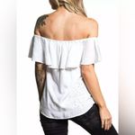 Affliction Sydney Rose Rhinestone Women’s Off Shoulder Button Up Ruffle Medium Photo 2