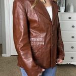 Brown vintage leather blazer Size L Photo 5