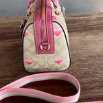 Coach Rowan Satchel In Signature Canvas With Stripe Heart Print GOLD HEART Photo 7