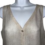 Eileen Fisher Hazy Printed Silk Crepe V-Neck Bone Button Front Top EUC Medium Photo 2