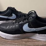 Nike  Air Force 1 FM Customized Black Light Blue and White Sneakers Very Clean Photo 8
