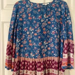 BeachLunchLounge Silky Boho Smocked Blouse Size M Photo 0