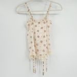 Nan Flower Coquette Vintage 90s Floral Lace Trim Garter Lingerie Cami Top Size S Tan Photo 6