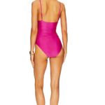 JONATHAN SIMKHAI Satin Ruched Cup Underwire Dragon Fruit Swimsuit Photo 5