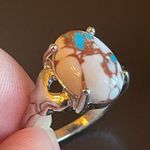 Mixed 3 color gemstone S925 silver ring size 7.5 Photo 5