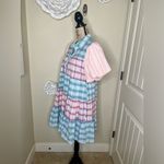 Entro NWT:  Bubble Sleeve Blue, Green, Pink & White Plaid Lined Mini Dress Sz M Photo 6