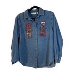 Studio Collection Petite Denim Jean Shirt Embroidered Patchwork Large Petite Blue Size undefined Photo 0