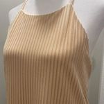 Very J Cream Beige Plisse Textured Trapeze Neck Sleeveless Dress - M Photo 1