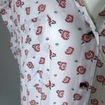 Jachs Girlfriend  NY Floral Print Button Down Casual Blouse White‎ Red Sz Large Photo 2
