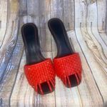 SIGERSON MORRISON Jara Specchio Mirror Sandal Heels Size 7 Red Photo 4