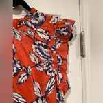 C&C California NWT  Size M Blue Floral Ruffle Collar Short Sleeve Lightweight Top Photo 5