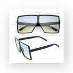 new Oversize Retro Flat Top Translucent Sunglasses ☀︎︎ Black / Blue Pink Lens Photo 9