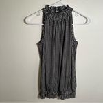 Adrianna Papell  Sleeveless Mock Neck Blouse Smock Ivory Black Gingham Photo 1