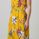 Old Navy  Yellow Floral Midi Dress Sz XL Short Flutter Sleeve Casual Boho Flowy Photo 0