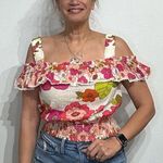 Anthropologie Love the Label Imogene Ruffle Top Sz S Photo 0