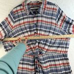 Catherines 1X 18W 20W Twist Front Tunic Top Plaid Half Sleeve Preppy Flattering Photo 7